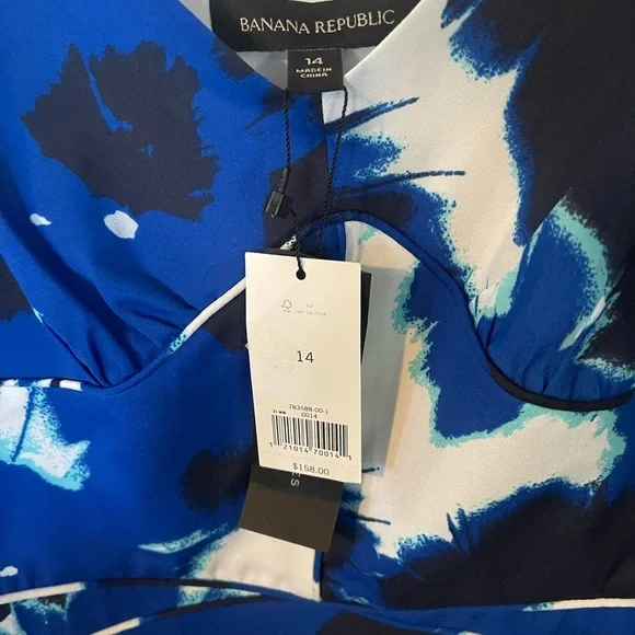Banana Republic Maxi NWT Floral Blue and Black Dress - Picture 7 of 9
